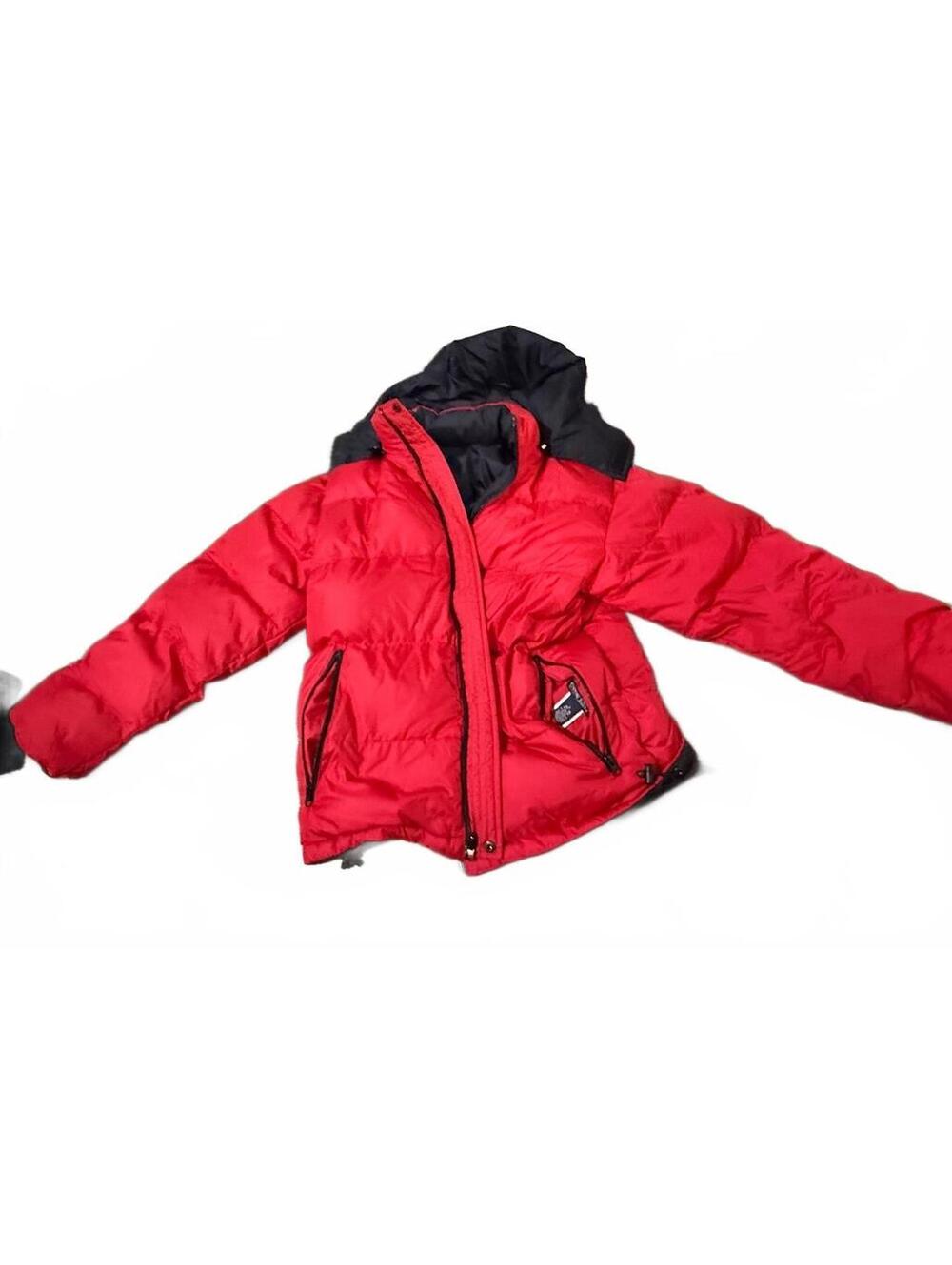 Vintage Lands end puffer jacket  reversible hood red black